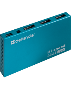 USB хаб Defender 7xUSB 2.0 SEPTIMA SLIM+Adapter 220v Бірюзовий (Blue)
