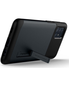 Чохол накладка для Samsung A51 Spigen Slim Armor Чорна (Metal Slate)