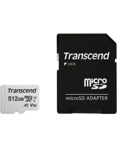 Карта памяти MicroSD Transcend 300S 512 Гб + адаптер класса 10 U3 Черный (Black)