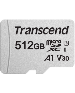 Карта пам'яті MicroSD Transcend 300S 512Gb+адаптер 10 class U3 Чорний (Black)