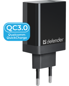 Зарядное устройство DDefenderEFENDER UPA-101 1 USB, QC 3.0, 18W Черное (Black)