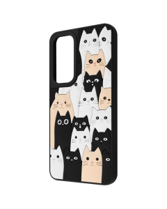 Чехол-накладка для Samsung A55 WAVE Doodle Case Черный (Кошки)