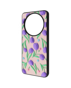 Чехол-накладка для Xiaomi Redmi A3 WAVE Doodle Case Черный (Цветы)