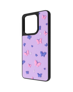 Чехол-накладка для Xiaomi Redmi Note 13 WAVE Doodle Case Черный (Бабочки)