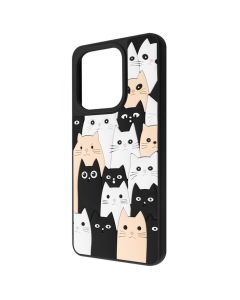 Чехол-накладка для Xiaomi Redmi Note 13 WAVE Doodle Case Черный (Кошки)