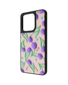 Чехол-накладка для Xiaomi Redmi Note 13 WAVE Doodle Case Черный (Цветы)