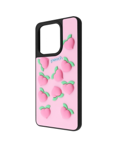 Чехол-накладка для Xiaomi Redmi Note 13 WAVE Doodle Case Черный (Персик)