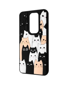 Чехол-накладка для Xiaomi Redmi Note 8 Pro WAVE Doodle Case Черный (Кошки)