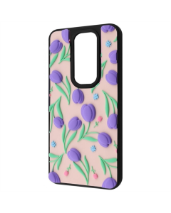 Чехол-накладка для Xiaomi Redmi Note 8 Pro WAVE Doodle Case Черный (Цветы)