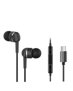 Навушники з мікрофоном Ergo VM-735 Type-C Earphones Чорні (Black)