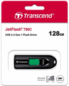 USB флеш-накопитель 128 Гб Transcend USB 3.2 Type-C JetFlash 790C Черный (Black)