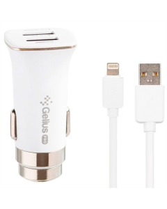 Автомобільний зарядний пристрій Gelius Apollo GP-CC01 2USB 3.1A + кабель Lightning Білий (White)