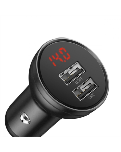 Автомобильное зарядное устройство Baseus Digital Display Dual USB 4.8A Car Charger 24W Серый (темно-серый)