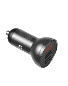 Автомобильное зарядное устройство Baseus Digital Display Dual USB 4.8A Car Charger 24W Серый (темно-серый)