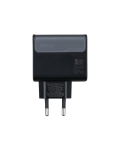 Зарядное устройство Hoco CS75A Star Speed 70W GaN USB/2Type-C + кабель Type-C to Type-C Черный (Black)