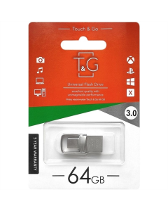 USB Флеш 64Gb T&G 104 USB-A/Type-C Metal Срібна (Silver)