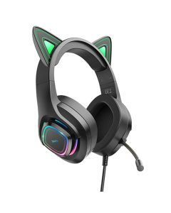 Наушники накладные Hoco W107 Cute Cat Ear Gaming Черные (Black)