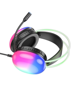 Наушники полноразмерные Hoco W109 Plus Rich USB 7.1 каналов для игр Черные (Black Colorful)