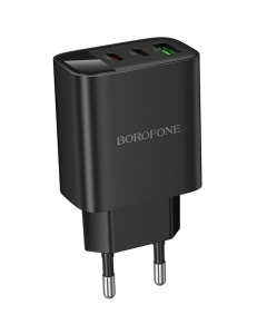 Зарядное устройство Borofone BA98A Ilustre с цифровым дисплеем PD30W (1USB-A/2C) Черный (Black)