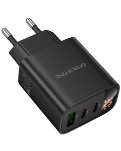 Зарядное устройство Borofone BA98A Ilustre с цифровым дисплеем PD30W (1USB-A/2C) Черный (Black)