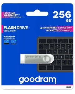 USB Флеш 256 Gb Goodram UNO3 USB3.2 Срібна (Silver)