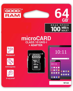 Карта пам`ятi MicroSDXC GOODRAM 64GB UHS 10 + SD-adapter