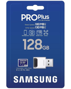 Карта памяти MicroSD 128Gb UHS-I/U3 Class 10 Samsung Pro Plus+ адаптер (MB-MD128SB/WW)