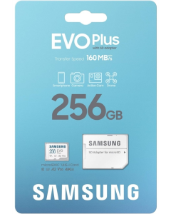 Карта памяти MicroSD 256 Гб UHS-I U3 V30 A2 Samsung Evo Plus + SD-адаптер