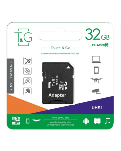 Карта пам'яті MicroSD T&G 32Gb  UHS-I Class 10 + адаптер (TG-32GbSD10U1-01)