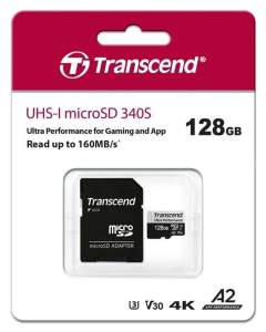 Карта пам'яті MicroSD Transcend 340S 128 Gb+адаптер