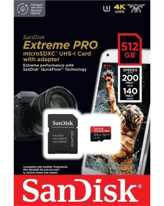 Карта пам'яті MicroSD SanDisk Extreme PRO 512 Gb+адаптер 10 class A2