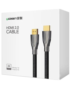 Кабель HDMI Ugreen HD131 Carbon Fiber Zinc Alloy 2м Сірий (Grey)
