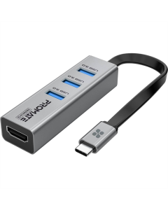 Type-C хаб Promate MediaHub-C3 USB Type-C Сірий (Grey)
