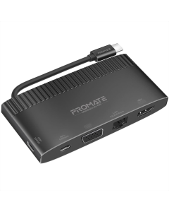 Type-C хаб Promate MediaHub-C6 USB Type-C 6-в-1 Чорний (Black)