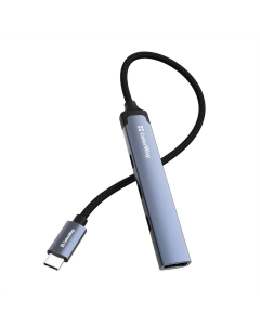 Type-C хаб ColorWay USB Type-C 4-в-1 (CW-HUB07) Серый (Grey)