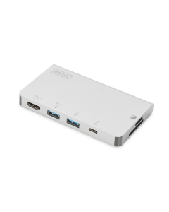 Тип-С хаб DIGITUS USB-C HDMI/2xUSB-A/USB-C/SD/MicroSD Белый (White)