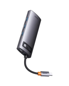 Тип-С хаб Baseus Metal Gleam Series 6-в-1 Мультифункціональний Тип-С (WKWG080013) Сірий (Сірий)