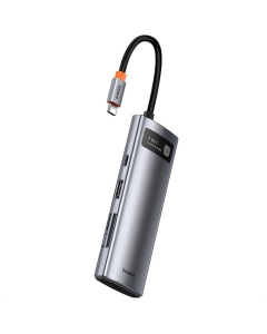 Type-C хаб Baseus Metal Gleam Series 7-Port Clarity (Type-C to HDMI+USB3.0*3+PD+SD/TF) Серый (Grey)