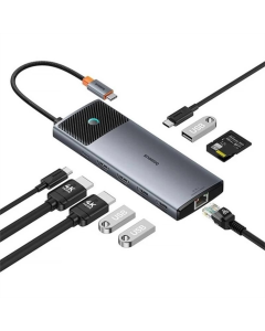 Тип-С хаб Baseus Metal Gleam Series II OS 10в1 (B00061800123-00) Серый (Grey)