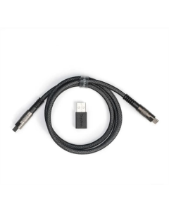 USB кабель Keychron USB-A/USB Type-C to USB Type-C Double-Sleeved Geek 1м Чорний (Black)