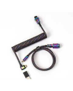 USB кабель Keychron USB-A/USB Type-C to USB Type-C Premium Coiled Aviator 1.08м Чорний (Black)