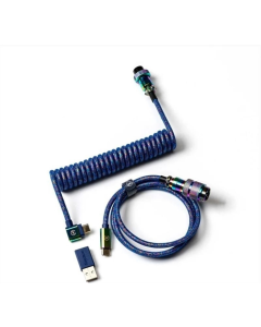USB кабель Keychron USB-A/USB Type-C to USB Type-C Premium Coiled Aviator 1.08м Синій (Blue)