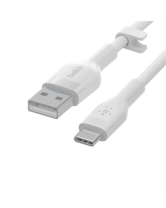 USB кабель Belkin USB - USB Type-C 2м 15W силіконовий з кліпсою Білий (White)