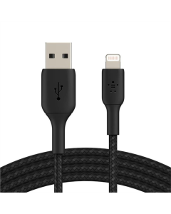 USB кабель Belkin USB - Lightning 2м 12W плетений Чорний (Black)