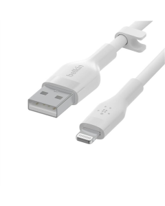 USB кабель Belkin USB - Lightning 1м 12W Силіконовий з кліпсою Білий (White)