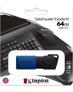 USB флеш-накопитель 64 Гб Kingston DataTraveler Exodia M USB3.2 (DTXM/64GB) Черный (Black Blue)