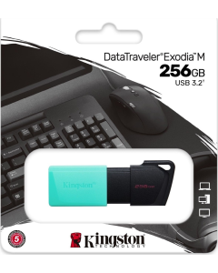 USB флеш-накопитель 256 Гб Kingston DataTraveler Exodia M USB3.2 Черный (Черный/Бирюзовый)