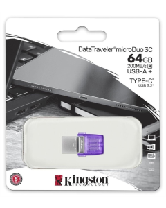 USB Флеш 64Gb Type-C Kingston DataTraveler USB3.2 microDuo 3C Срібна (Silver)
