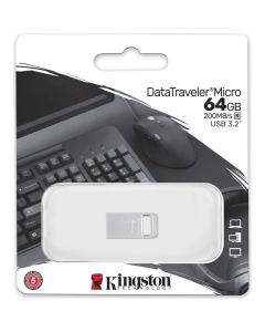 USB флеш-накопитель 64 Гб Kingston DataTraveler Micro USB3.2 Серебристый (Silver)