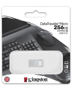 USB Флеш 256Gb Kingston DataTraveler Micro USB3.2 Срібна (Silver)